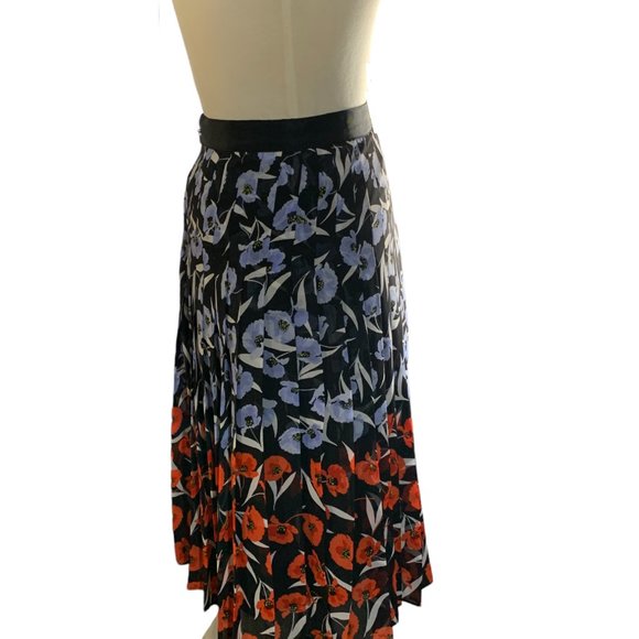 NWOT Ann Taylor Multicolored Poppy Pleated Skirt - Picture 6 of 9